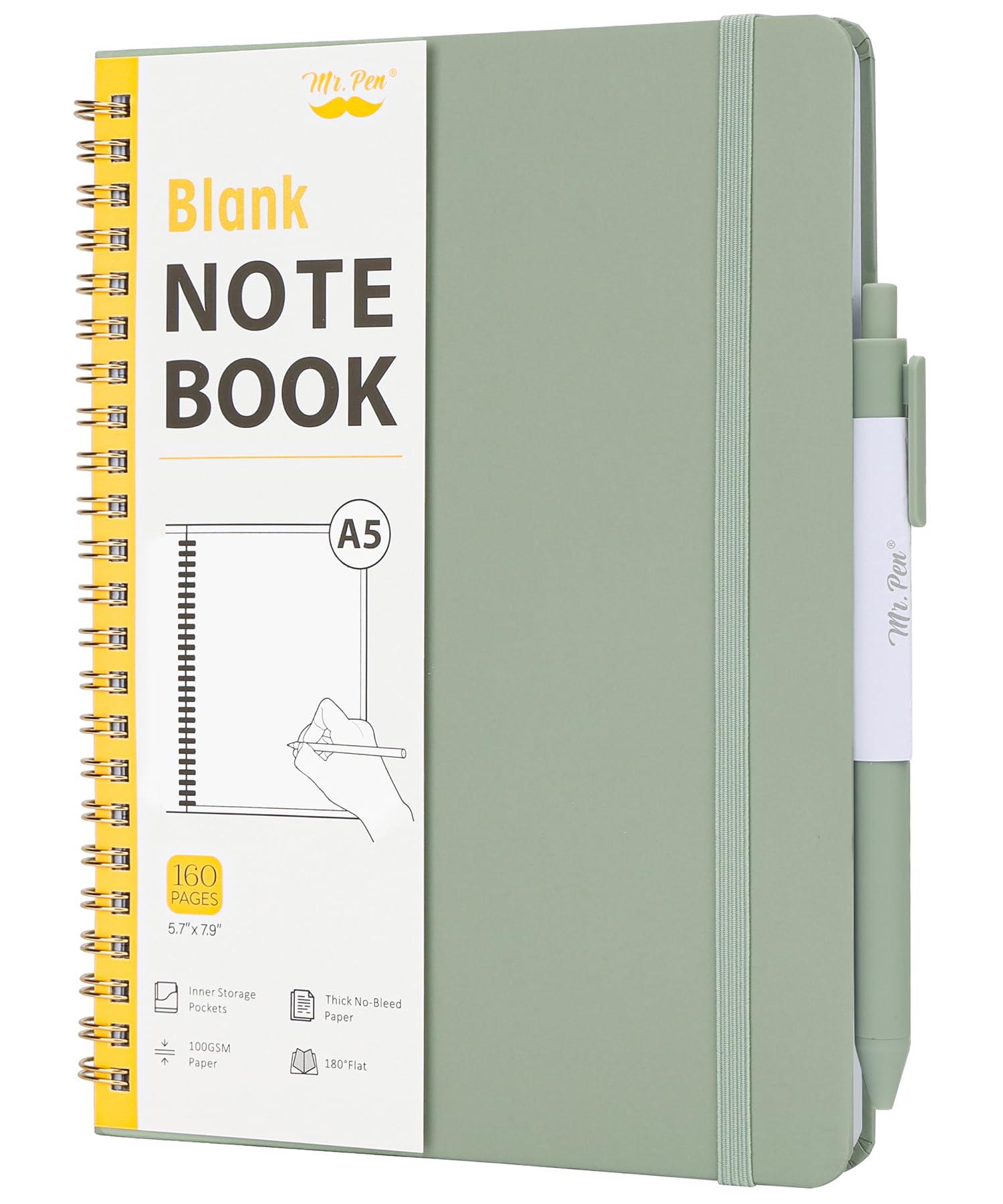 Mr. Pen- Blank Journal Notebook Set, A5 (5.7"x7.9"), 160 Pages